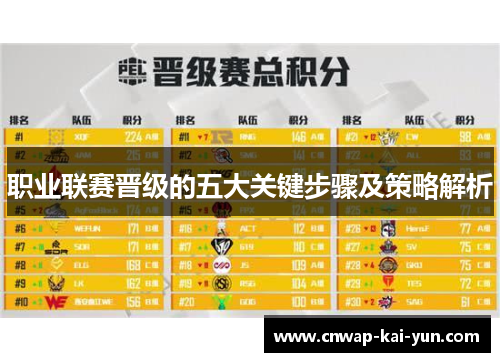 职业联赛晋级的五大关键步骤及策略解析 职业联赛晋级的五大关键步骤及策略解析